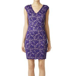Slate & Willow Purple Lace V-Neck Cap Sleeve Sheath Dress XS